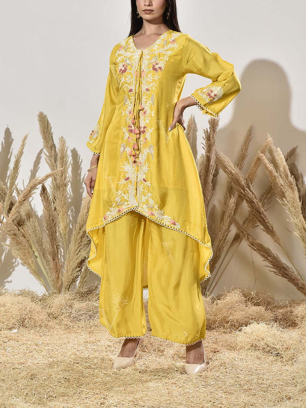Yellow Embroidered Kurta and Pant Set