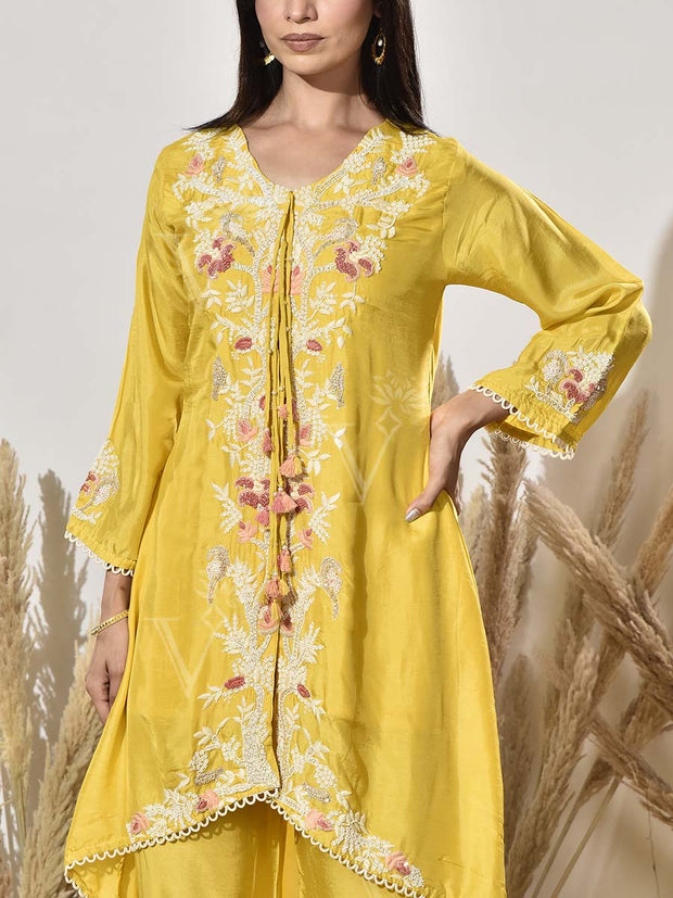 Yellow Embroidered Kurta and Pant Set