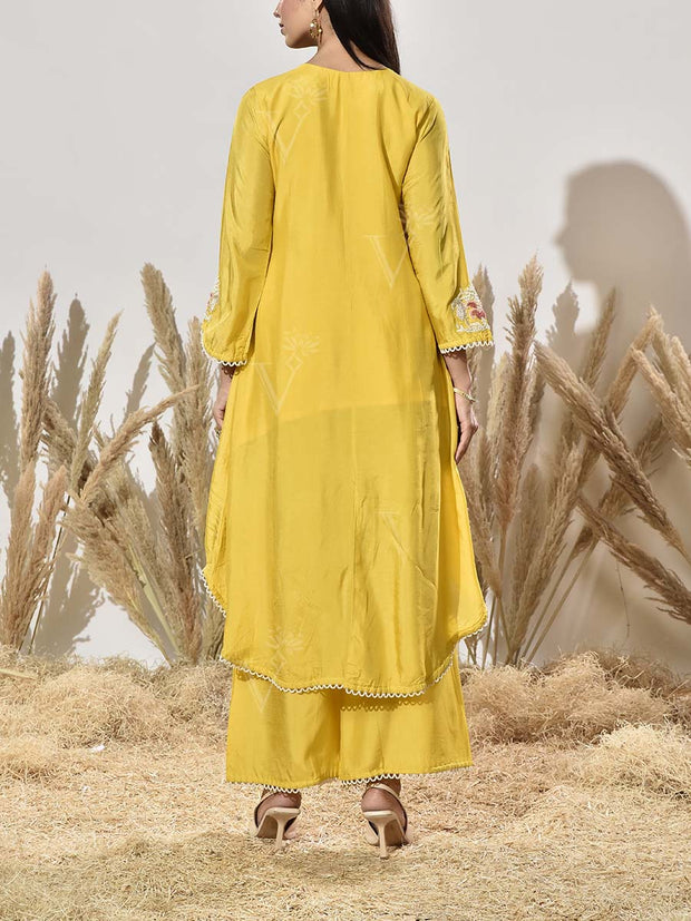 Yellow Embroidered Kurta and Pant Set
