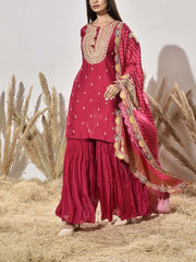 Pink Embroidered Kurta and Sharara Set