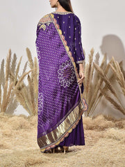 Violet Pink Embroidered Kurta and Sharara Set