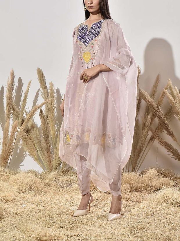 Lilac Embroidered Suit Set