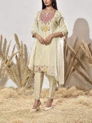 Cream Embroidered Suit Set