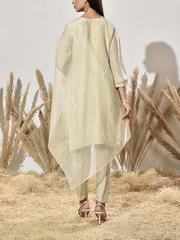 Cream Embroidered Suit Set