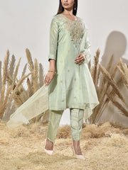 Aqua Green Embroidered Suit Set