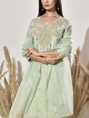 Aqua Green Embroidered Suit Set