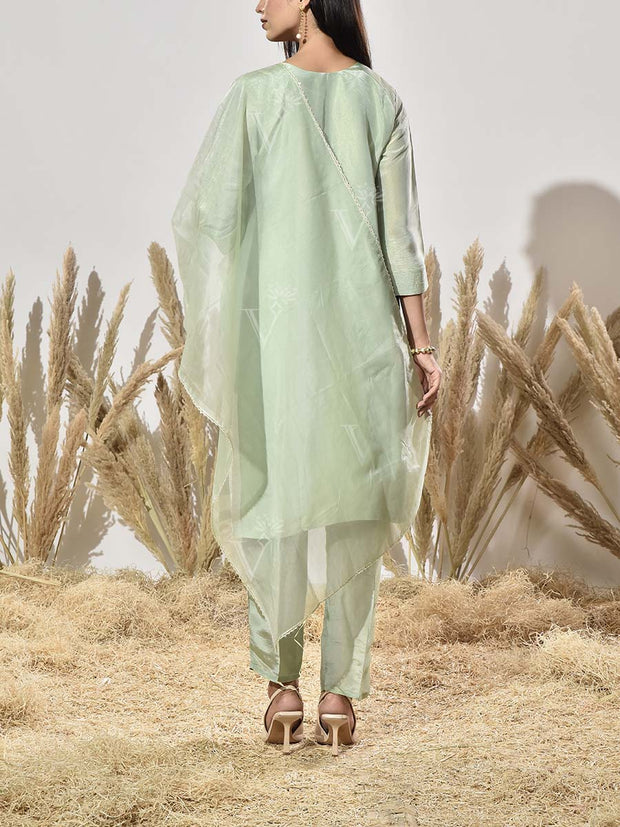 Aqua Green Embroidered Suit Set