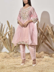 Pink Embroidered Suit Set