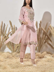 Pink Embroidered Suit Set