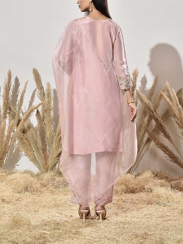 Pink Embroidered Suit Set