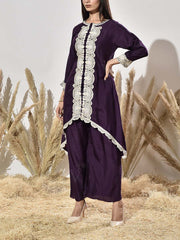 Violet Embroidered Kurta and Pant Set
