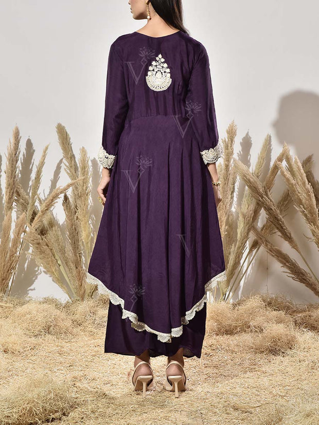 Violet Embroidered Kurta and Pant Set