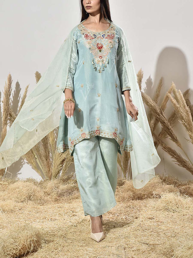 Blue Embroidered Suit Set