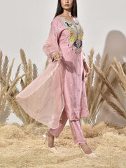 Pink Embroidered Suit Set