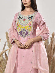 Pink Embroidered Suit Set