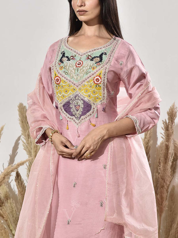 Pink Embroidered Suit Set