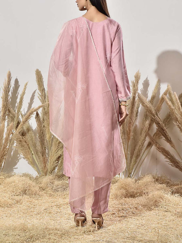 Pink Embroidered Suit Set