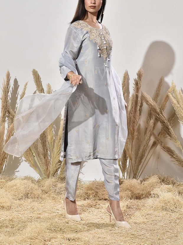 Blue Embroidered Suit Set