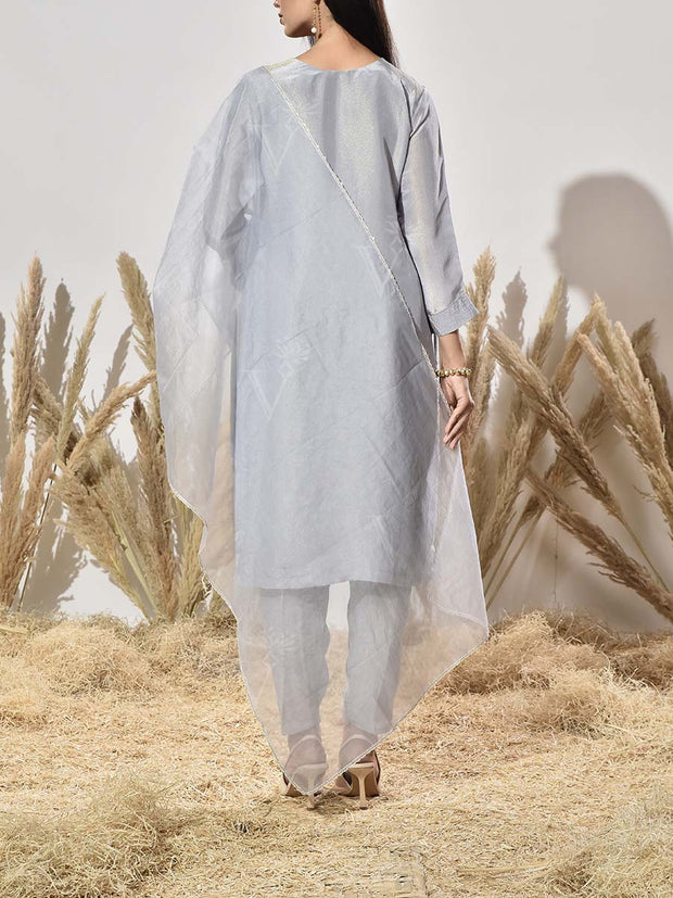 Blue Embroidered Suit Set