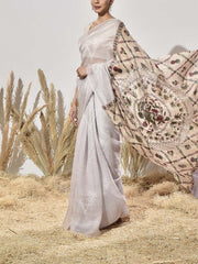 Beige and Purple Saree