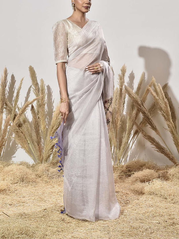 Beige and Purple Saree