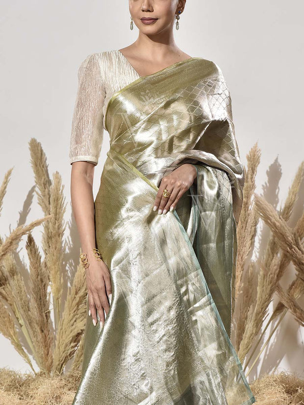 Green and Blue Tissue Saree