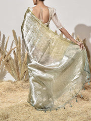 Green and Blue Tissue Saree