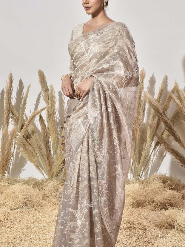Grey Tissue Saree