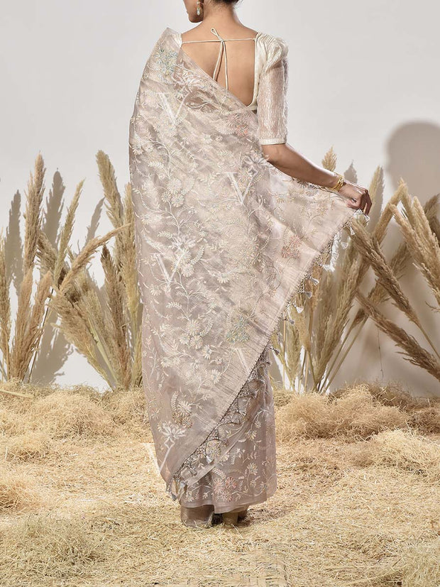 Grey Tissue Saree