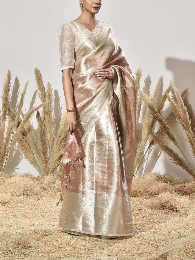 Peach Tissue Saree