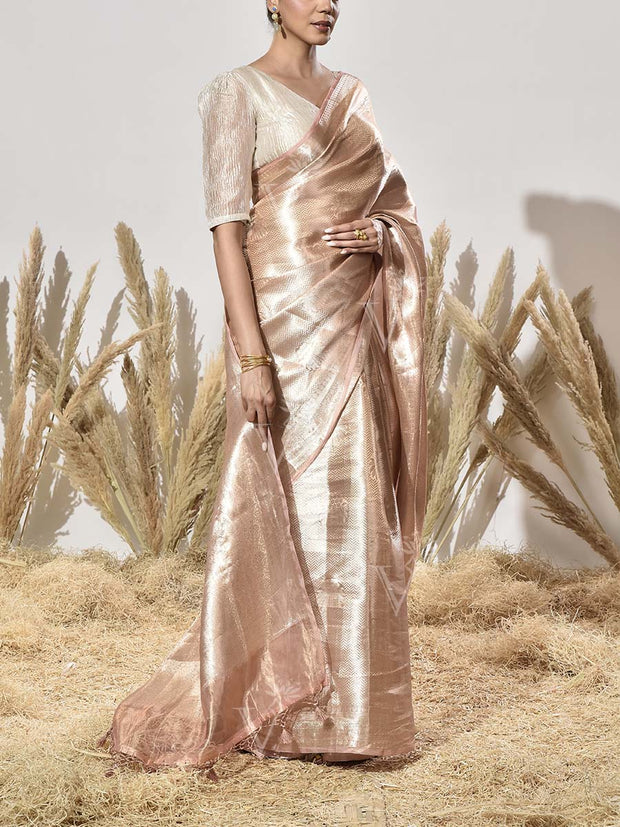 Peach Tissue Saree
