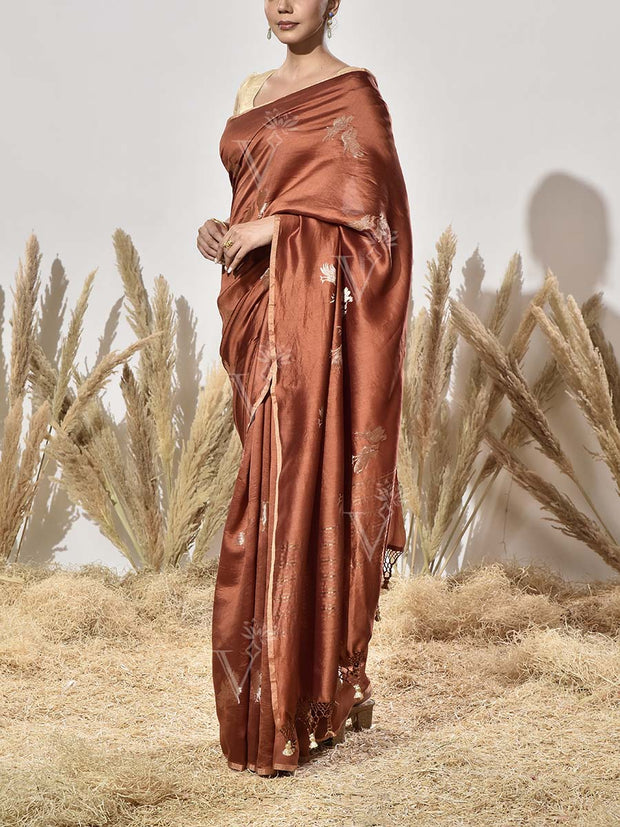 Brown Tissue Saree