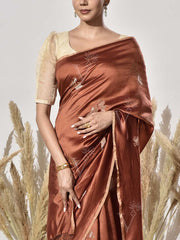 Brown Tissue Saree