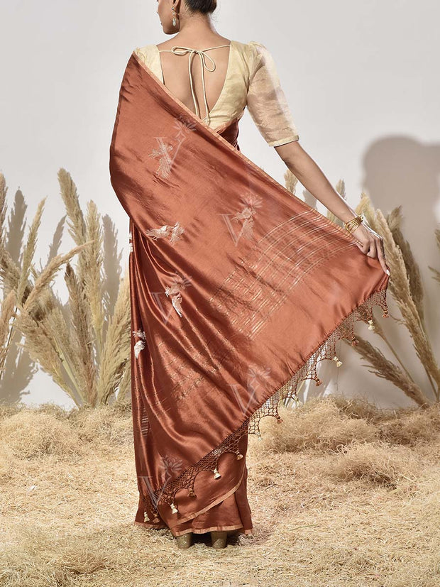 Brown Tissue Saree
