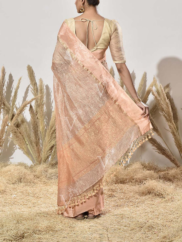 Peach Tissue Saree
