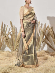 Grey Tissue Saree
