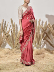 Red Gota Patti Vasansi Silk Saree