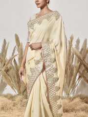 Beige Vasansi Silk Gota Patti Saree