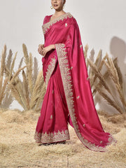 Rani Pink Gota Patti Vasansi Silk Saree