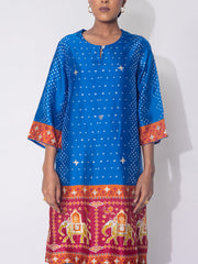 Blue  Bandhani  Vasansi Silk Co-ord Set