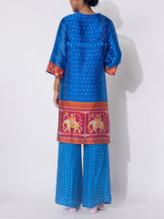 Blue  Bandhani  Vasansi Silk Co-ord Set