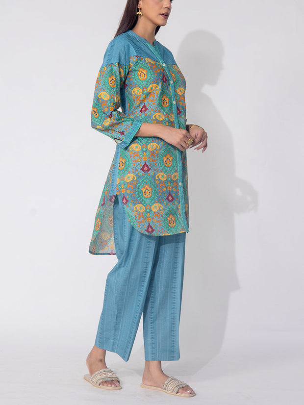 Blue Cotton Printed Co-ord Set