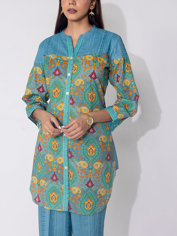 Blue Cotton Printed Co-ord Set