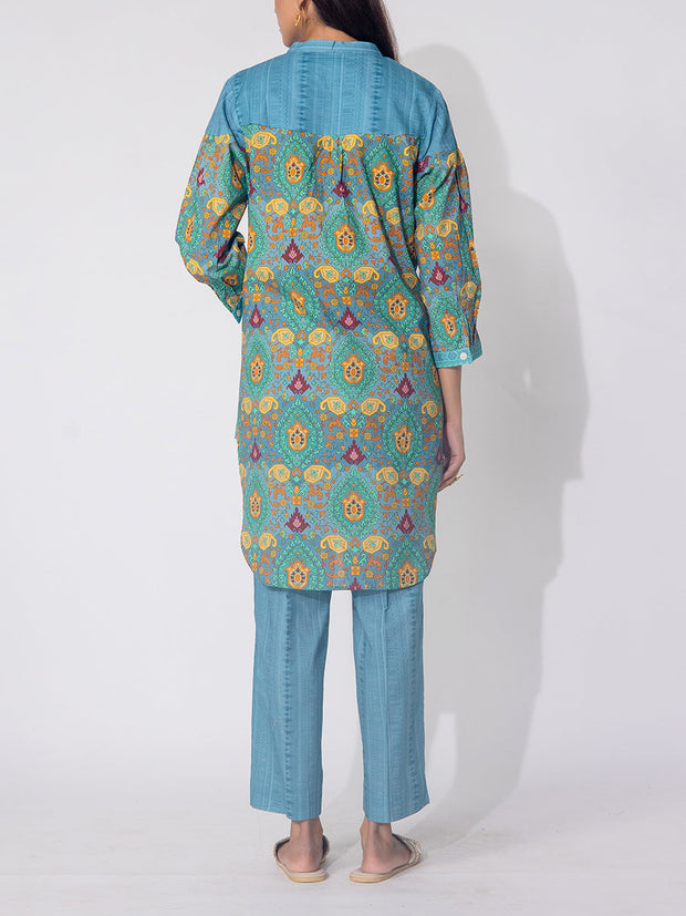 Blue Cotton Printed Co-ord Set