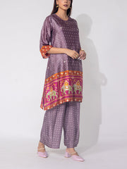 Wine  Bandhani  Vasansi Silk Co-ord Set