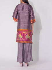 Wine  Bandhani  Vasansi Silk Co-ord Set