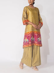 Green  Bandhani  Vasansi Silk Co-ord Set