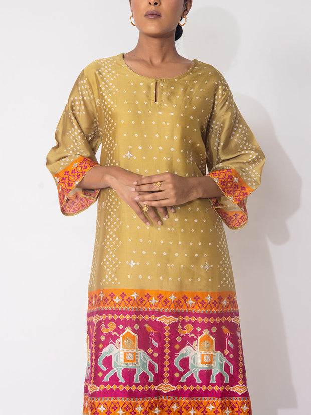 Green  Bandhani  Vasansi Silk Co-ord Set