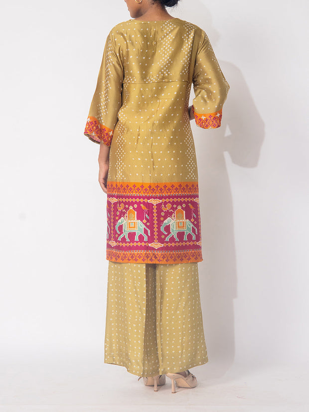 Green  Bandhani  Vasansi Silk Co-ord Set