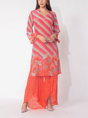 Multicolor Leheriya Vasansi Silk Printed Kurta and Pant Set